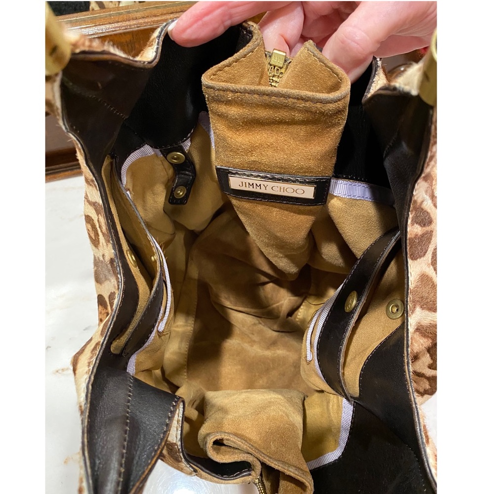 Jimmy Choo Leopard Print and Brown Suede Hobo Bag - Picture 7 of 10